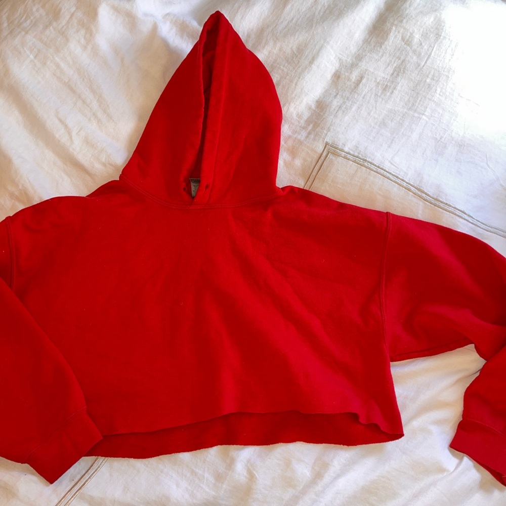 Over side cropped hoodie